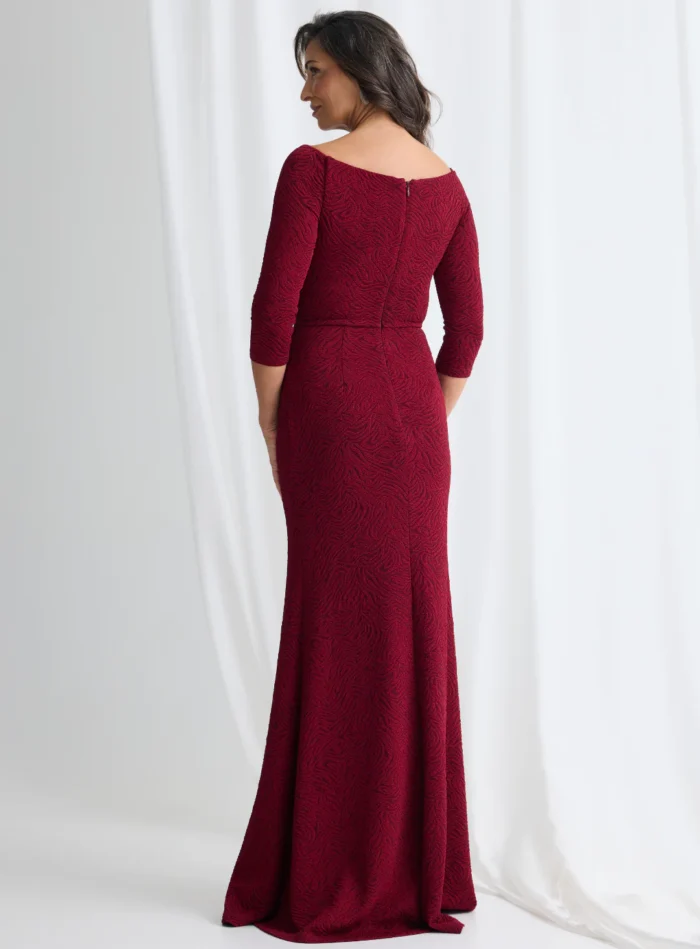 Vianne Sleeved Gown Classic Glamour with Modern Balance in Wine Mother of the Bride Dress