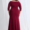Vianne Sleeved Gown Classic Glamour with Modern Balance in Wine Mother of the Bride Dress