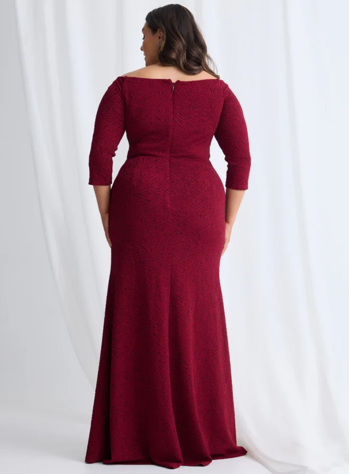 Vianne Sleeved Gown Classic Glamour with Modern Balance in Wine Mother of the Bride Dress