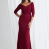 Vianne Sleeved Gown Classic Glamour with Modern Balance in Wine Mother of the Bride Dress