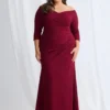 Vianne Sleeved Gown Classic Glamour with Modern Balance in Wine Mother of the Bride Dress