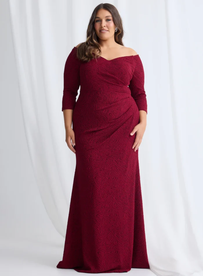 Vianne Sleeved Gown Classic Glamour with Modern Balance in Wine Mother of the Bride Dress