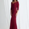 Vianne Sleeved Gown Classic Glamour with Modern Balance in Wine Mother of the Bride Dress