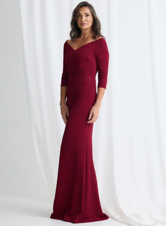 Vianne Sleeved Gown Classic Glamour with Modern Balance in Wine Mother of the Bride Dress