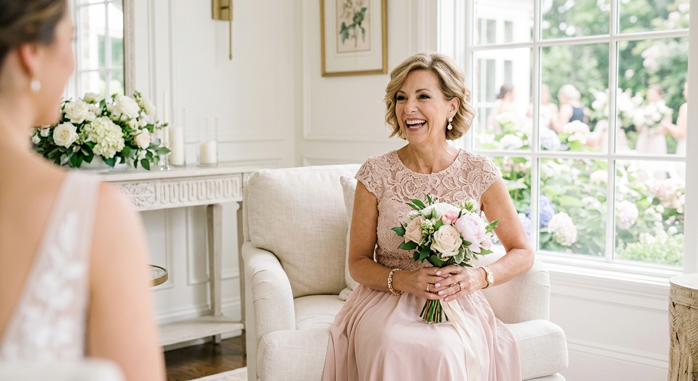 Mature woman in an elegant, comfortable mother of the bride gown