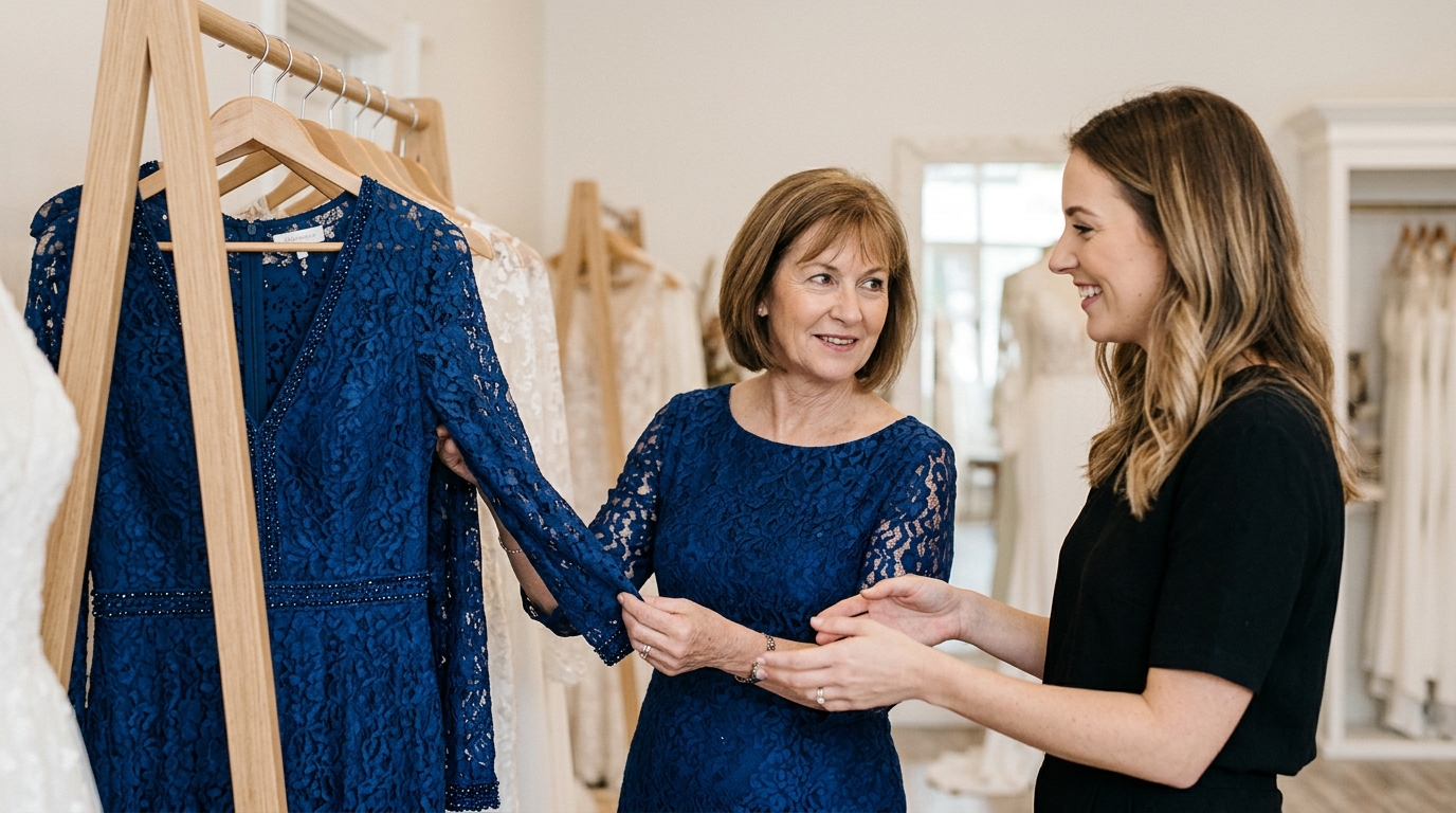 Choosing a comfortable formal dress for a mature mother of the bride