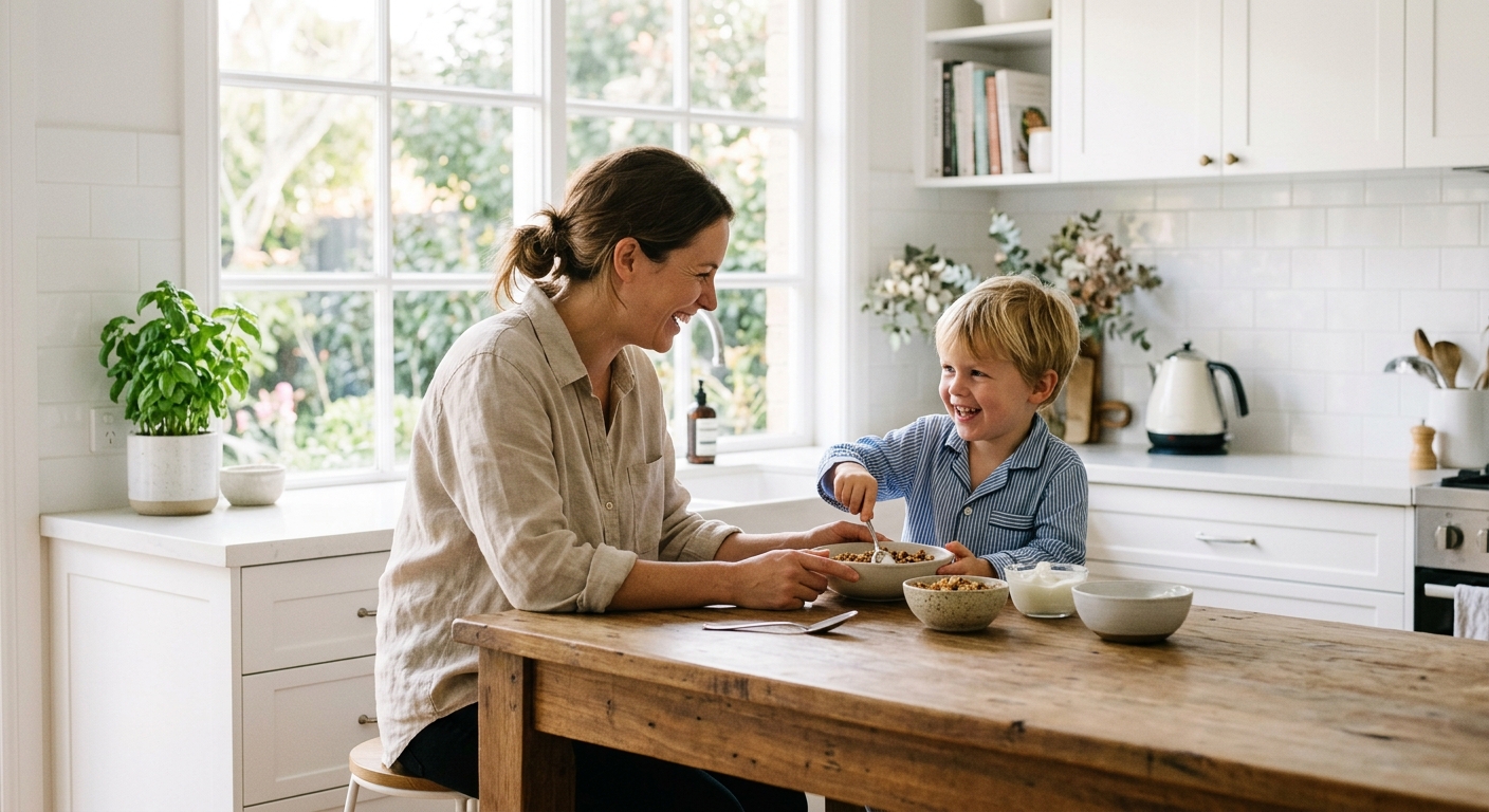 Hero lifestyle shot: How Early Should the in a bright, clean setting, natural light, editorial photography style — for m