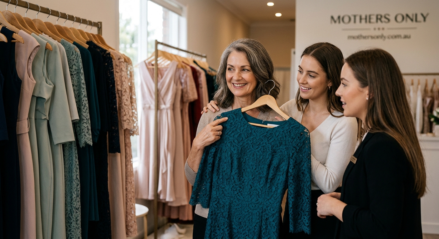 Mid-article supporting image: person interacting with or selecting Mother of the Bride, warm authentic moment — for moth