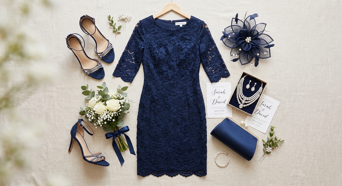 Detail close-up or styled flat-lay of Mother of the Bride with complementary accessories on a clean surface — for mother
