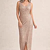 Alexandria Rose Pink Sequin Evening Gown by Tania Olsen mother of the bride dress on model