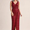 Alexandria Wine Sequin Evening Gown by Tania Olsen mother of the bride dress on model