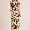 Alice Off Shoulder Black Sequin Nude Gown by Adrianna Papell mother of the bride dress on model