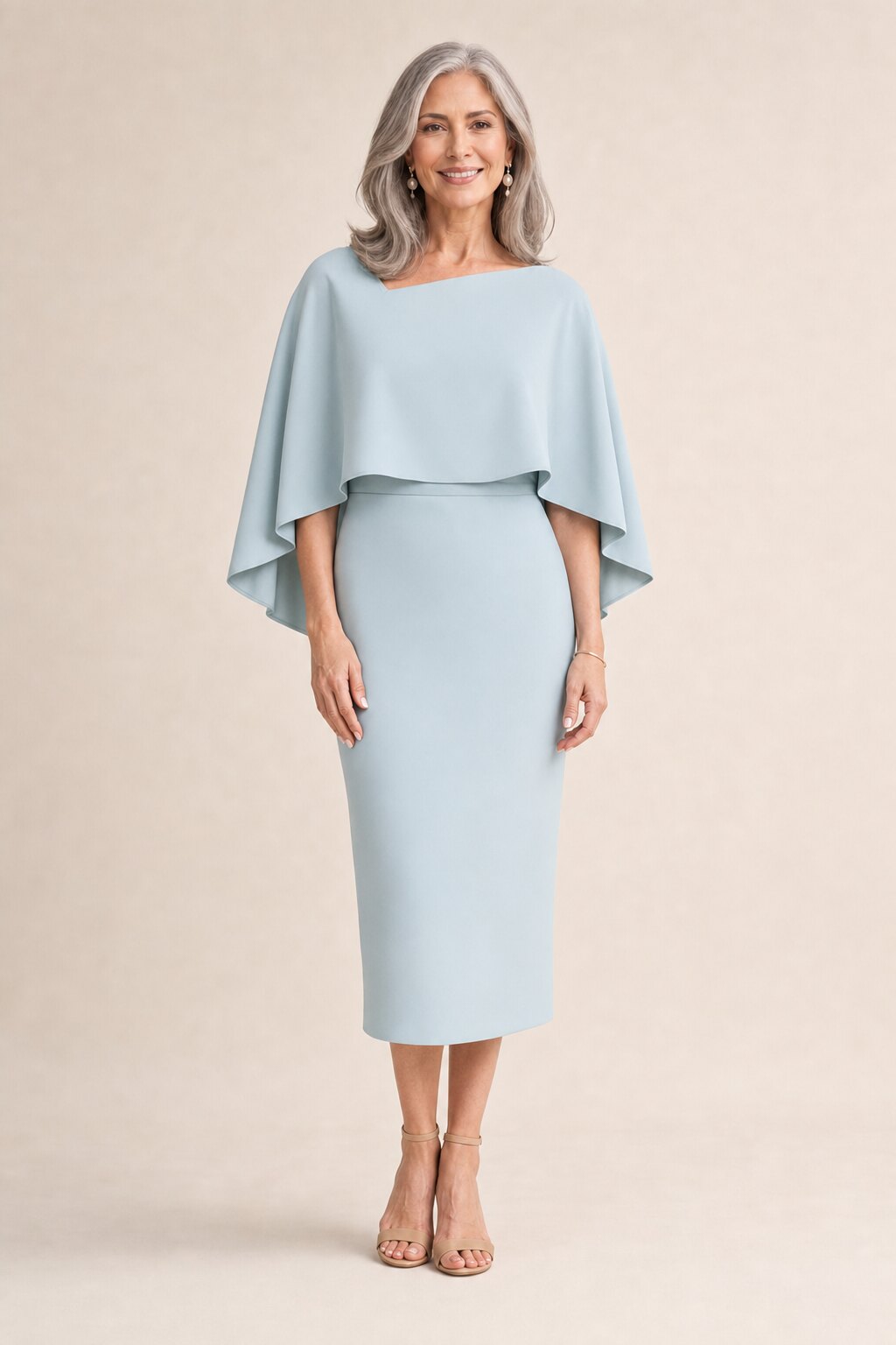 Oriana Light Blue Midi Modern Asymmetry with Elegant Flow by Trellis Lane