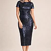Angie Cocktail Gown by Trellis Lane in Navy mother of the bride dress on model