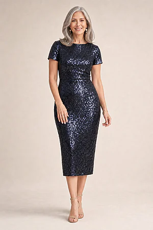 Angie Cocktail Gown by Trellis Lane in Navy