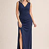 Annette Satin Gown by Tania Olsen - Navy Blue mother of the bride dress on model
