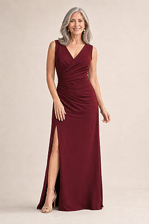 Annette Satin Gown by Tania Olsen - Wine Red