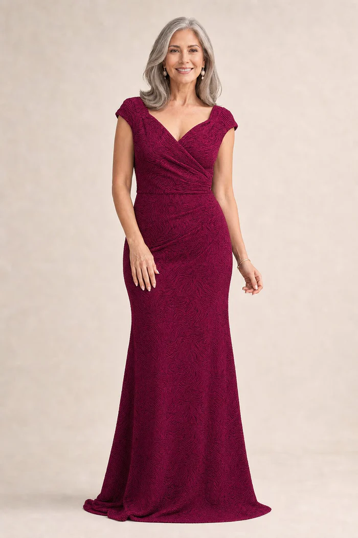 Bailey Gown by Trellis Lane in Rose mother of the bride dress on model