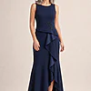 Bead Accent Crepe Halter Gown in Midnight by Adrianna Papell mother of the bride dress on model