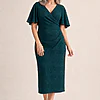 Catherine Mid Length Teal Gown by Trellis Lane mother of the bride dress on model