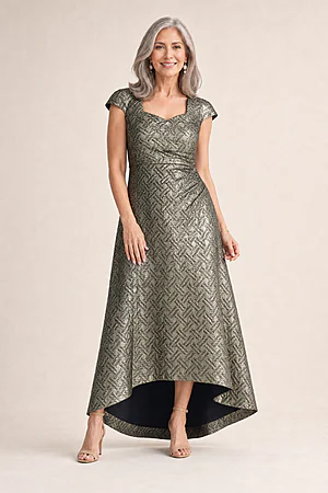 Charlotta Gold Hi-Lo Maxi by Trellis Lane