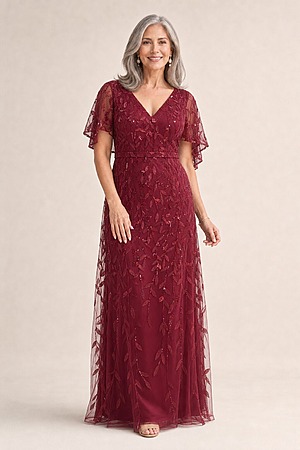 Dressology Edith Mesh Fabric mother of the bride dress on model