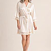 Ella Champagne Lace Satin Robe mother of the bride dress on model