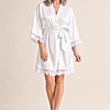 Ella Lilac Purple Lace Satin Robe mother of the bride dress on model