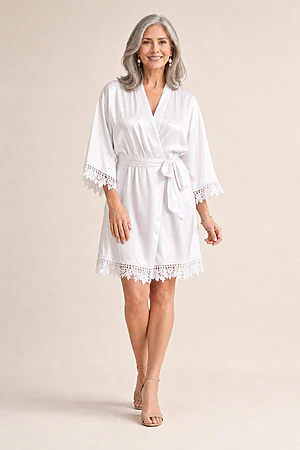 Ella Lilac Purple Lace Satin Robe