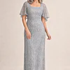 Georgia Beaded Gown by Trellis Lane in Charcoal mother of the bride dress on model