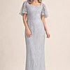Georgia Beaded Silver Dress Refined Sparkle with Elegant Movement by Trellis Lane mother of the bride dress on model