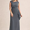 Jannie Charcoal Dress Timeless Elegance with a Modern Edge by Trellis Lane mother of the bride dress on model