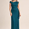 Jannie Teal Dress Timeless Elegance with a Modern Edge by Trellis Lane mother of the bride dress on model