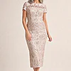 Jazz Sequin Midi Champagne Dress Polished Shimmer with Effortless Comfort by Trellis Lane mother of the bride dress on model