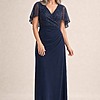 Joyce Beaded Pencil Navy Gown Refined Detail by Trellis Lane mother of the bride dress on model