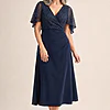 Joyce Flared Navy Midi Refined Glamour in a Flattering Silhouette by Trellis Lane mother of the bride dress on model