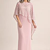June Blush Dress Soft Sparkle in a Fluid Silhouette by Trellis Lane mother of the bride dress on model