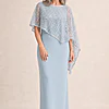 June Light Blue Dress Soft Sparkle in a Fluid Silhouette by Trellis Lane mother of the bride dress on model