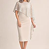 June Midi Soft Sequin Lace Bisque Gown by Trellis Lane mother of the bride dress on model