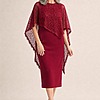June Midi Soft Sequin Lace Wine Gown by Trellis Lane mother of the bride dress on model