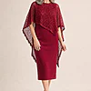 June Midi Soft Sequin Lace Wine Gown by Trellis Lane mother of the bride dress on model