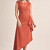 Justina Burnt Orange Dress Refined Drama in a Flowing Silhouette by Trellis Lane mother of the bride dress on model