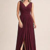 Kalani Draped Jersey Dress by Tania Olsen - Wine mother of the bride dress on model