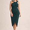 Kelly Cocktail Dress by Tania Olsen - Teal mother of the bride dress on model