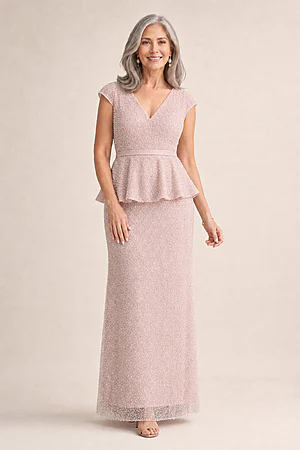 Kikki Beaded Blush Gown Sculpted Elegance with Artful Detail by Trellis Lane
