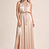 Linden Satin Gown by Tania Olsen - Champagne mother of the bride dress on model