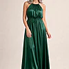 Linden Satin Gown by Tania Olsen - Emerald Green mother of the bride dress on model