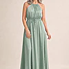 Linden Satin Gown by Tania Olsen - Sage Green mother of the bride dress on model
