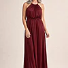Linden Satin Gown by Tania Olsen - Wine Red mother of the bride dress on model