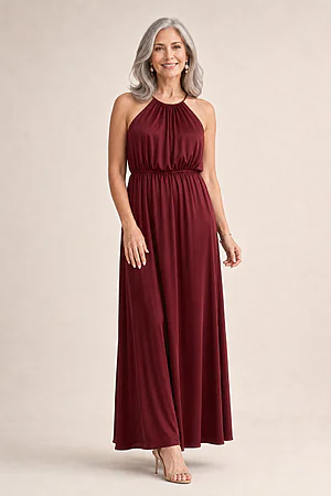 Linden Satin Gown by Tania Olsen - Wine Red